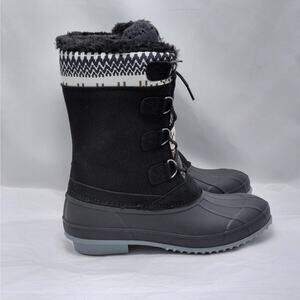 Mishansha Womens Snow Boots Size 9.5 Black Waterproof Winter Lace Up Fur Lined